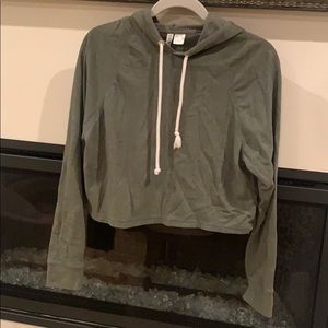 green cropped hooded sweater